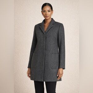 Vintage Braemar Grey Wool Blend Blazer Jacket Size 6P Minimalist Classic Luxury